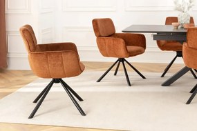 Set de 2 scaune pivotante, Metal Negru, Chenille Maro, UNIQUE A-46319 VC