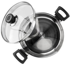 Cratiță Luigi Ferrero Sophia FR-3404, 22x12 cm, 4.2 l, Oțel 18/10, Capac din sticlă, Inducție, Inox