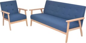 vidaXL Set canapea, 2 piese, textil, albastru