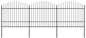 Gard de gradina cu varf sulita, negru, (1,5-1,75)x5,1 m otel 1, 150-175 cm, 5.1 m