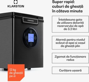 Klarstein Icemeister 2G, aparat de gheață, 12 kg / 24 ore, afișaj LCD, oțel inoxidabil