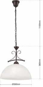 Orion - Lustra pe lanț RULA 1xE27/40W/230V, diametru 35 cm, alb/bronz