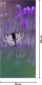 Fototapet pentru ușă - Fluture în lavandă (95x205cm)