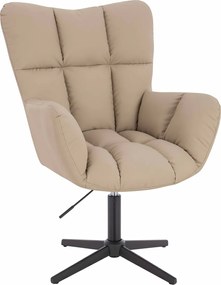 HR650CROSS Scaun Crem Piele Ecologica Premium Soft cu Bază Neagră