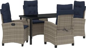 vidaXL Set de masă pentru grădină cu pernă 5 pcs Gri poliratan