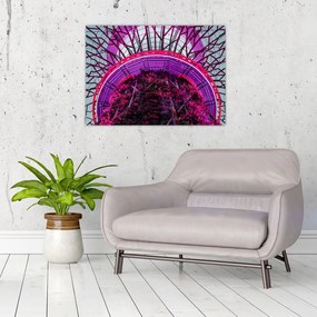 Tablou pe sticlă abstrac - crengi violete (70x50 cm)