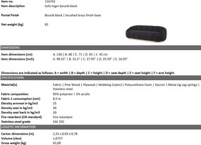 Canapea fixa design elegant LUX Inger, Boucle black