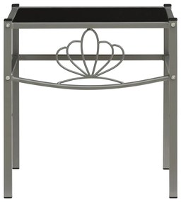 325105 vidaXL Noptieră, gri și negru, 42,5x33x44,5 cm, metal și sticlă