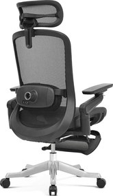 Scaun ergonomic premium Camila-H-MF, masaj lombar, șezut glisant, tetieră 4D, cotiere 6D, reclinare 145°, suport picioare, Full Mesh, bază aluminiu, Negru
