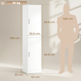 HOMCOM Bibliotecă Înaltă 180 cm, Raft Modern cu 5 Niveluri Reglabile, Mobilier Independent pentru Living, Dormitor, Birou, Alb | Aosom Romania