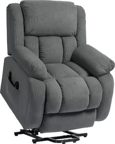 HOMCOM Fotoliu de Ridicare și Înclinare cu 2 Buzunare și Telecomandă, Gri | Aosom Romania