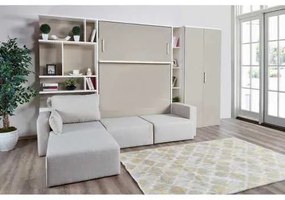 Set pat rabatabil dublu cu somiera inclusa, biblioteci, canapea 3 locuri si otoman - ROYAL SET (150X200)