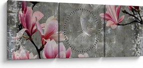 Tablou cu flori (cu ceas) (90x30 cm)