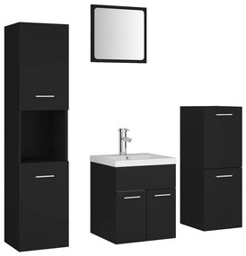 3071352 vidaXL Set mobilier de baie, negru, lemn prelucrat