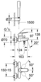 Set baterii baie Grohe Eurosmart Cosmo cu set dus-(32832000,32830001 )