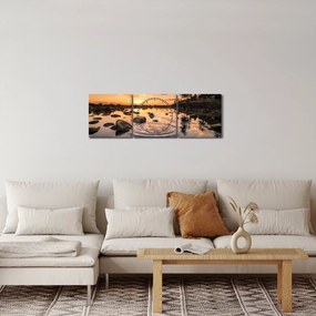 Tablou - Suprafața apei la apus de soare (cu ceas) (90x30 cm)