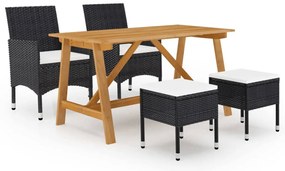 vidaXL Set de masă pentru grădină, 5 piese, negru