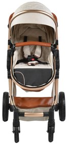 Carucior nou nascuti 2 in 1 NOVOKIDS™ Alma Gold PRO , Cu geanta bebe, Cadru Aluminiu , Amortizoare, Roti din cauciuc plin AVE, Landou, Modul sport,