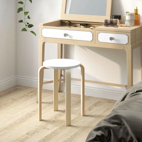 HOMCOM Set de Scaune Stivuibile pentru 4 Persoane, Scaune Moderne de Stivuire, Scaune Rotunde fără Spate, 40x40x45 cm, Lemn Natural | Aosom Romania