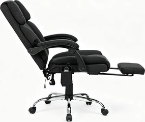PRESTIGE FABRIC OC-514 PRO – Scaun Directorial Tapițerie Premium Dublu Strat Anti-Zgâriere, Masaj în 7 Puncte, Mecanism Multifuncțional, Suport Picioare, Bază Cromată, Negru