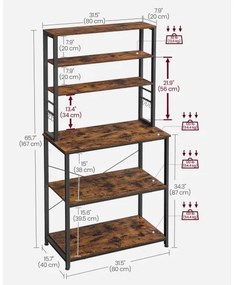 Etajeră pentru bucătărie MARGE, maro/negru