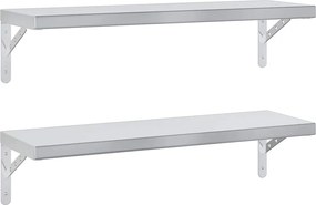 vidaXL Rafturi de perete, 2 buc. 75x23,5 cm argintiu oțel inoxidabil