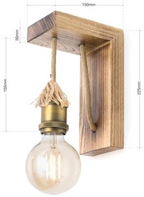 Aplica de perete stil vintage lemn / sfoara / metal antique Bassena