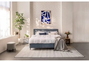 Pat dublu tapițat albastru cu saltea și grilă 180x200 cm Noira Slim - Bonami Selection