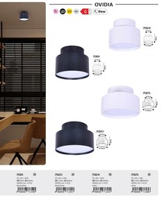 Mini Plafoniera LED cu lumina ambientala in sus Ovidia alb D-14cm