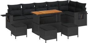 vidaXL Set de canapele pentru grădină cu pernă 12 pcs Negru poliratan