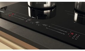 Plita vitroceramica cu inductie incorporabila Whirlpool WF S5060 CPBF, 7200W, 4 zone, 18 trepte, Chef Control, FlexiCook, Negru