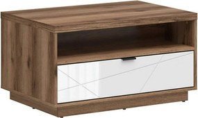 Masuta cafea FORN, nuc/alb lucios, PAL, 90x60x49 cm