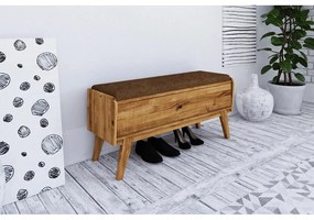 Bancă cu spațiu de depozitare din lemn de stejar cu șezut portocaliu Retro - The Beds