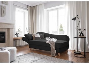 Șezlong gri antracit cu tapițerie din catifea reiată (cu colț pe partea stângă) Chic Charlotte – Miuform