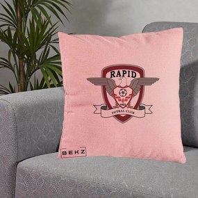 Perna Personalizata Rapid Fotbal Club 1923, 40x40 cm, Roz, Husa Detasabila, Perna Inclusa, BEKZ®
