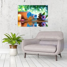 Tablou pe sticlă - Relaxare masaj pictura (70x50 cm)