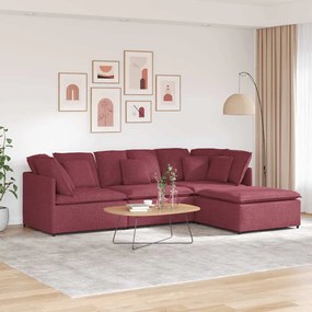 vidaXL Canapea modulară cu taburet și perne, material textil, roșu vin