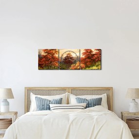 Tablou - Râu în peisaj de toamnă (cu ceas) (90x30 cm)