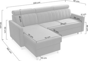 Colțar extensibil Vario universal dreapta/stânga - catifea verde Bluvel 78
