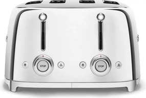 Prăjitor de pâine SMEG 50's Style TSF03SSEU, 2000 W, 4 felii, 6 niveluri, Tava pentru firimituri, Cablu integrat, Oțel inoxidabil, Argintiu