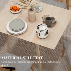HOMCOM Masă Pliantă cu 2 Clapete, Masă pentru 2-4 Persoane din Lemn de Pin, 110x86x76 cm, Lemn Natural | Aosom Romania