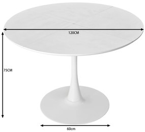 Masă de sufragerie rotundă modernă, Alb | Aosom Romania