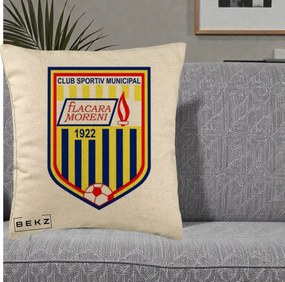 Perna Personalizata CSM Flacara Moreni 1922 Fotbal, 40x40 cm, Bej, Husa Detasabila, Perna Inclusa, BEKZ®
