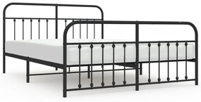 352601 vidaXL Cadru pat metalic cu tăblii de cap/picioare, negru, 183x213 cm