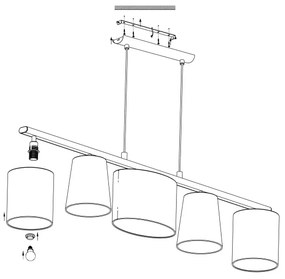 Eglo 98588 - Lustră pe cablu ALMEIDA 5xE14/25W/230V