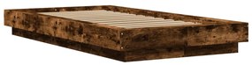 3281249 vidaXL Cadru de pat, stejar fumuriu, 75x190 cm, lemn prelucrat