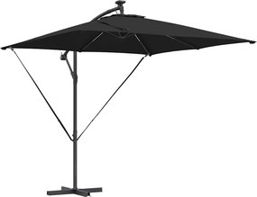 vidaXL Parasol banana cu brațe Negru 249 x 249 x 250 cm