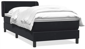 vidaXL Pat box spring cu saltea, negru, 80x220 cm, catifea
