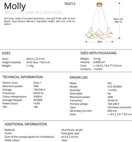 Lustra LED design ultra-modern Molly auriu roze SV-763712