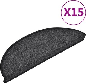 vidaXL Covorașe pentru scări, 15 buc., 56x17x3 cm, antracit, semirotunde